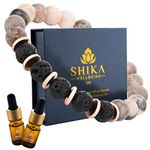 Shika Wellbeing Relaxation Gift for Women PINK ZEBRA Anxiety Relief Lava Bracelet with Lavender & Bliss Essential Oils Aromatherapy Wellness Gift Set Crystal Healing Gift Set