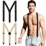 Janmercy 2 Pcs Under Clothing Suspenders for Men Airport Friendly Suspenders Plastic Clips Hiking Hidden Suspender for Men (Y Shape), Y Shape, One Size