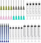 Plastic Syringe Blunt Tip Needle - 1ml, 3ml, 5ml, 10ml Luer Lock Syringes | 14ga 16ga 18ga 20ga Blunt Needles - Adhesives, Oil or Glue Applicator (Pack of 20)