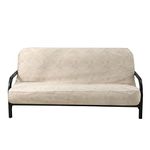 OctoRose Full Size 3 Side Zipper Premium Velvet Rich Opulent Color Bushes Cream Futon Cover Slipcover/Sofa DayBed Couch Mattress Cover Protector (Cover Only) (Bush-Cream, Full Size)