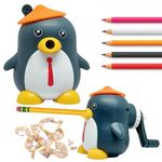 Rozi Decoration Penguin Sharpener for Kids Pack of 1 Pcs Assorted Color Table Sharpener for Pencil Cutter | Automatic Sharpener for Girls | Sharpener with Dust Collector for Kids