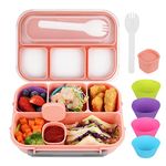 MaMix Bento Lunch Box Adult Lunch Box, Lunch Box Kids, Lunch Containers for Adults/Kids/Students,1300ML-6 Compartment Bento Lunch Box (Pink)