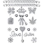 Bling Chain Charms for Croc Shoes Decoration, Rhinestone Diamond Trend Designer Luxury Cute Jewelry Shoe Accessories for Women Girl Gifts(silver)