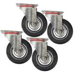 6" (150mm) Rubber Swivel Castor Wheels Trolley Furniture Caster (4 Pack) CST010