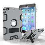 iPad mini 1/2/3 Case,iPad mini 1/2/3 Retina Case,Jaorty 3 IN 1 Hybrid [Soft&Hard] Heavy Duty Rugged Stand Cover Shockproof Anti-slip Anti-Scratch Full-body Protective Cases for iPad mini 1/2/3, gray/black