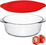 ums Large Glass Bowl with Lid, Glass Casserole Dish, Borosilicate Bakeware with Lid, Food Storage, Baking Dish with Lid, Oven, Stove, Microwave, Dishwasher and Refrigerator Safe Baking Dish 2.2 Quarts