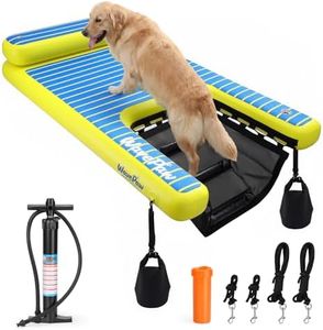 Swonder 70" Inflatable Dog Boat Ramp & Dog Pool Ramp – Heavy Duty Floating Water Ladder for Dock, Pontoon, or Pool with Non-Slip EVA Step, Weight Bags – Stable Dock Ramp for Large Dogs