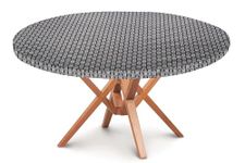 Stylista Polyester Elastic Round Dining Table Cover (WxL 36x36) in Inches - Basketweave Pattern Grey