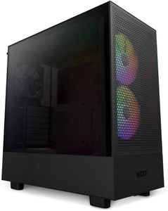 NZXT H5 Flow RGB Compact ATX Mid-Tower PC Gaming Case – CC-H51FB-R1 - High Airflow Perforated Front Panel – Tempered Glass Side Panel – Cable Management – 2 x F140 RGB Core Fans – Black