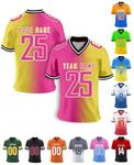 Custom American Football Jersey Personalised Team Name Number Tops Customised Football Shirt for Women Men Girl Kids, Pink Yellow