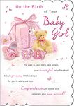 Piccadilly Greetings Regal Publishing mBaby Card Baby Girl - 9 x 6 inches C80538,white|beige|pink|brown|yellow