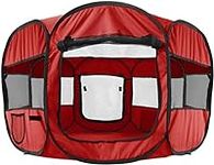Paws & Pals 8-Panel Pop-Up Tent with Carry Bag Portable PlayPen for Pets, 48 by 48 by 25", Red