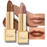 Oulac Metallic Brown & Nude Lipstick Set - 2PCS Vegan Lightweight Hydrating Formula with High Impact Lip Color for Full Coverage Lip Makeup, 08+10