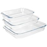 Femora Borosilicate Glass Rectangle Baking Dish Microwave Oven Safe, 900 ml, 1000 ml, 1600 ml, Set of 3.