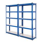 2 Bay Heavy Duty Steel Shelving Garage Racking Unit 150kg per shelf (5 Levels 1500mm H x 750mm W x 300mm D)