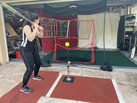 HITZEM: Softball Net for Hitting and Pitching | Practice Softball + Net Attaches and Hangs on Garage Door | Hitting Net Rolls Up for Storage | Softball/Baseball Training Equipment | Pitching Net