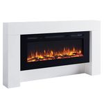 FLAMME Carmaux 63" / 161cm Freestanding Electric Fireplace Suite, 3 Flame Colours, 2000W Heater, Log set or Crystal Fuel Bed with Remote Control White