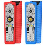 2 Pack Protective Case for DirecTV RC66RX Remote Control, Silicone Cover Shock Proof Remote Controller Skin Sleeve Replacement Protector Compatible with DirecTV RC64 RC65 RC66 IR/RF Remote-Red,Blue