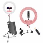 JJ JIANJIN Ring Light Kit:18"/45cm Outer 55W6700k Dimmable LED Light, Tripod Stand,Box for Camera,Smartphone,YouTube,TikTok,Self-Portrait Shooting,CRI95,Pink…