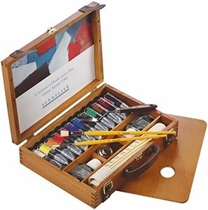Sennelier Artist Oil Paint Wooden Box Set 12x 40ml Tubes, Palette, Brushes, Cloth