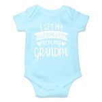 I Get My Awesomeness from My Grandpa Funny Infant Novelty Romper Premium Quality Baby Bodysuit (Light Blue, 6-12 Months)