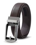 Monopa Boys Ratchet Belt for Kids - Brown and Black Youth Boy Dress Leather Belts for Uniform Jeans (90cm,Gunmetal-Coffee)