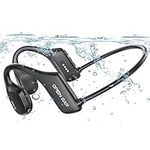 fojep Bone Conduction Headphones for Swimming, IP68 Waterproof Open Ear Headphones, Wireless Earphones, Bluetooth Sport Headphones with Built-in MP3 Player 16G Memory for Running, Cycling, Hiking, Gym