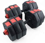 DlandHome Dumbbells Anti Rolling Fitness Dumbbells 66 Pounds Adjustable Dumbbells (Pair), Iron Sand Mixture Octagonal Designed, Red & Black