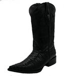 Dona Michi Men's Handcrafted Crocodile Alligator Belly Print Western Cowboy Boots Black-8