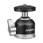 Andoer Mini Ball Head Tripod Head, Panoramic Ball Head Tripod Head Aluminium Alloy CNC Machining with 1/4 Inch Screw Connection for Cameras DSLR Monopod Slider Tripod, 5 kg / 11 lbs Load Capacity