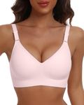 HORISUN Comfortable Seamless Full Coverage Bra for Women Wireless Bras with Soft Support Regular and Plus Size (Pink,2XL)