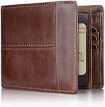 Swallowmall Mens Wallet RFID Blocking Leather Wallets for Men with 1 ID Window Bifold Wallets Men 15 Card Slots Genuine Leather Wallet