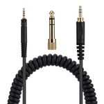 Alphatec HD518 HD558 HD598 HD599 HD579 Replacement Audio Cable, Compatible with Sennheiser Headphones, 3.5mm (6.35mm) to 2.5mm Male Stereo Jack Cord, coiled cable, 4.6 Ft (1.4 meters), Black