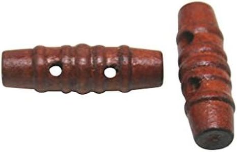 Amanaote Oval Shape Brown Wooden Button 32mm in Length with 2 Holes for Craft Sewing DIY Pack of 15