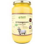 Village Company A2 Bilona Desi Cow Ghee | Bilona Method | Premium, Organic, Traditional | Grass Fed | Kangayam Desi Cow | Lab-Certified | Glass Jar 1L