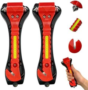 2PCS Car Safety Hammer: Window Breaker & Seatbelt Cutter - High Carbon Steel Emergency Escape Tool with Mounting Bracket & Reflective Strip - for Cars, Trucks & SUVs