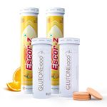 Glutone 1000 & Escor-Z Combo Pack| Setria L-Glutathione, Vitamin C Effervescent Tablets| Healthy Skin| Pack of 15 (2) + 20 (2) Tablets (Orange Flavour)