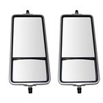 TRQ West Coast Mirror Manual 16 x 7 Inch Stainless Steel Bubble Back Convex Glass for HD Semi Truck