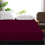 Cloth Fusion Waterproof Cotton Feel Terry Mattress Protector Single Bed (72"x36" Inch|6X3 Feet,Maroon)