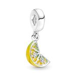 BEEUVIP Lemon Slice Sparkling Fruit Dangle Charm 925 Sterling Silver Openwork Bead for Charm Bracelets and Necklaces with 5A Cubic Zirconia, Birthday Mothers Day Jewelry Gifts Women Girls