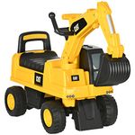 HOMCOM CAT Licensed Kids Ride on Digger Toddler Pretend Construction Play Toy Foot-To-Floor Ride-On Toy w/Manual Shovel, Horn, Hidden Storage, for Ages 1-3 Years