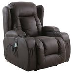 More4Homes CAESAR ELECTRIC AUTO RECLINER MASSAGE HEATED GAMING WING LOUNGE BONDED LEATHER CHAIR (Brown)