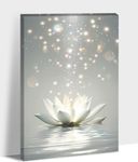 Lotus Floral Pictures Wall Art, Zen Canvas Prints Wall Decor, Lotus Flower Bloom in Water Picture for Zen Office Decor Meditation Poster, Modern Framed Spiritual Home Artwork for Yoga Spa Room 12"x18"