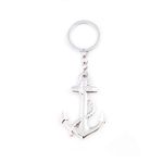 BruNae 3D Anchor Key Chain Car Logo Metal Key Ring Couples Keychain, Silver, Small