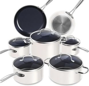 Nuwave Healthy Duralon Blue Ceramic Nonstick Cookware Set, Diamond Infused Scratch-Resistant, PFAS Free, Dishwasher & Oven Safe, Induction Ready & Evenly Heats, Tempered Glass Lids & Stay-Cool Handles