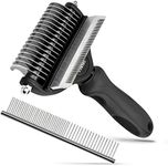 Viretec Dog Deshedding Brush, 2 in 1 Pet Undercoat Rake for Cats and Small Dog, Long and Short Grooming Tool, Dematting Combs Easily Remove Mats, Tangles and Loose Fur