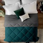 EDMUND- Microfiber Duvet 600 Gsm Heavy Winter Reversible Comforter For Double Bed Comforter (90" X 100") Inches- Winter 600 Gsm Comforter | Teal & Dark Grey, 300 TC