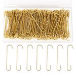 200pcs Christmas Ornament Hooks, 2.4x0.5 inch C Shaped Christmas Tree Ornament Hooks with Storage Box Bendable Metal Hooks Ornament Hangers Hooks for Christmas Decoration (gold)