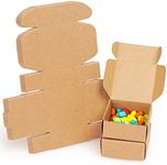 Belle Vous 50 Pack of Brown Kraft Gift Boxes - 5.6 x 5.6 x 2.5cm/2.2 x 2.2 x 0.98 inches - Easy Assemble Square Presentation Favour Present Boxes - Parties, Birthdays, Weddings, Holidays