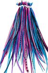 20 Long Natural Feather Hair Extensions With Rings & Application Loop (B Grade) - Berry